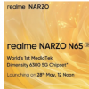 Realme Narzo N65发布即将推出的廉价5G手机将于下周抵达市场